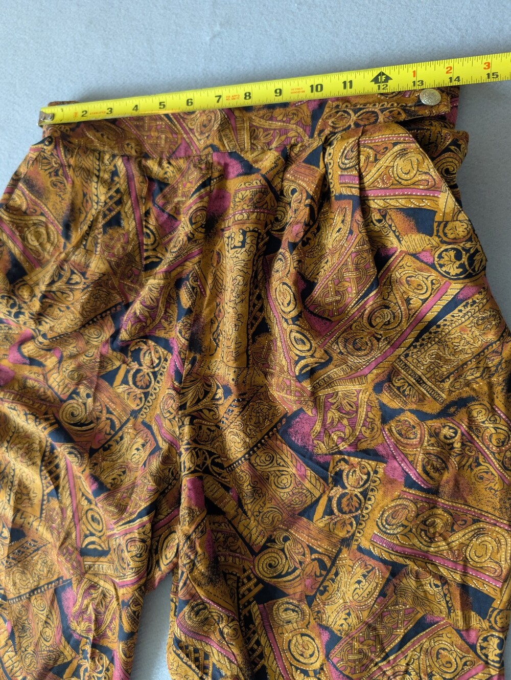 Vintage Maximalist High Waisted Baroque Print Trousers Mob Wife Sz 10 Medium - Picture 12 of 15